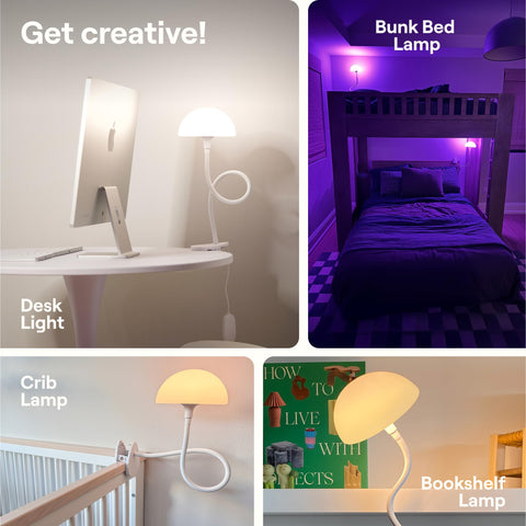 Smallish Shroommate warm-neutral-cool lighting options support study and winding down.