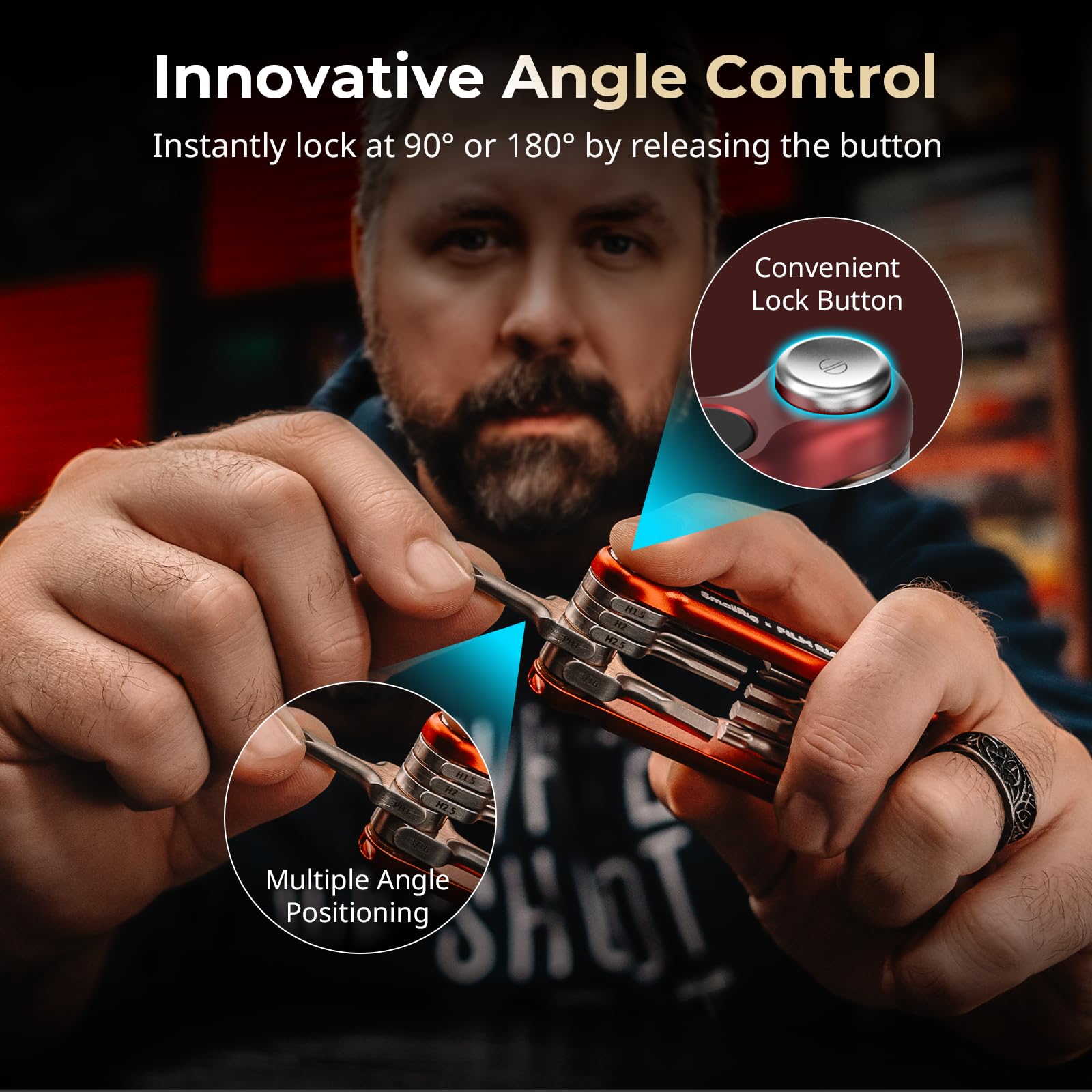 SmallRig folding tool's aluminum and stainless steel build feels sturdy in hand.