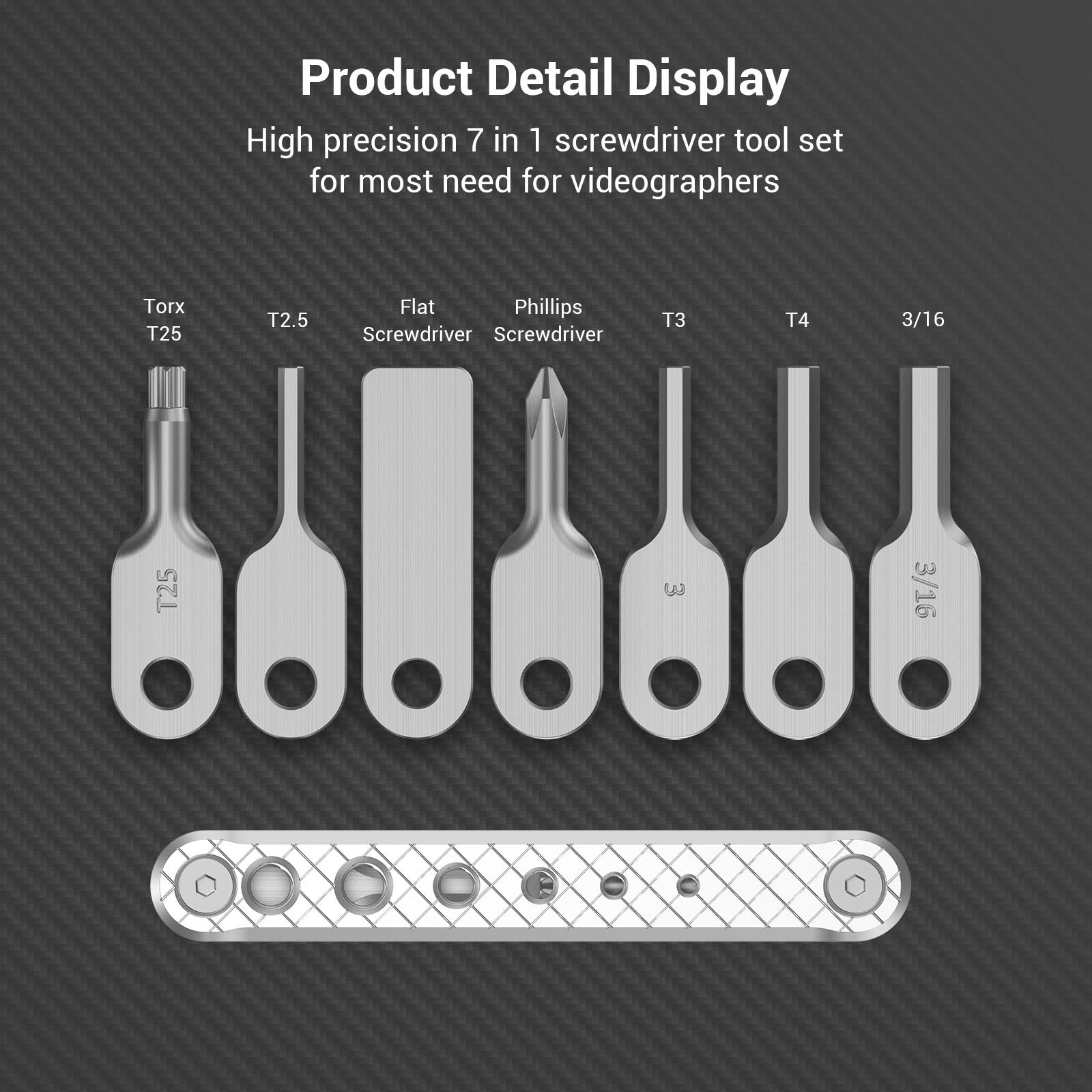 SmallRig folding tool set opened, showing seven tools for on-site adjustments.