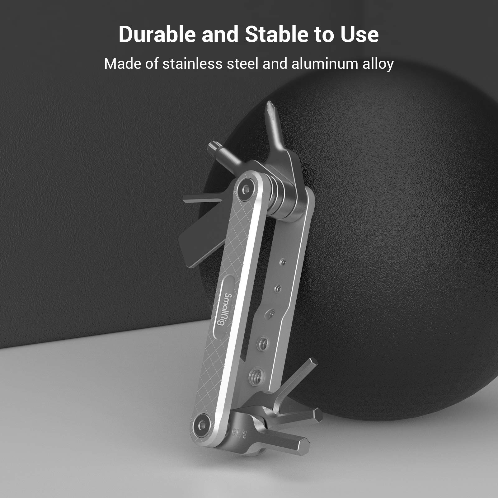 SmallRig folding tool set tucked in a pocket, emphasizing travel-friendly design.