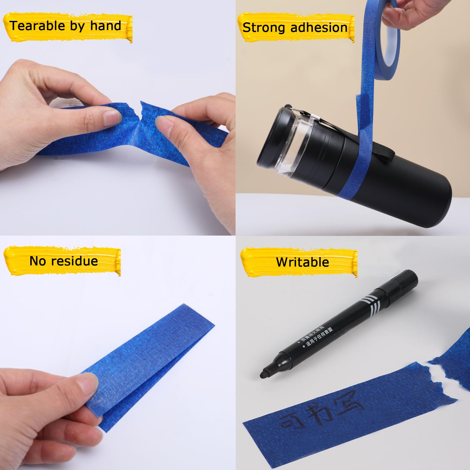 SmaringRobot blue painter tape removes cleanly without residue on multiple surfaces
