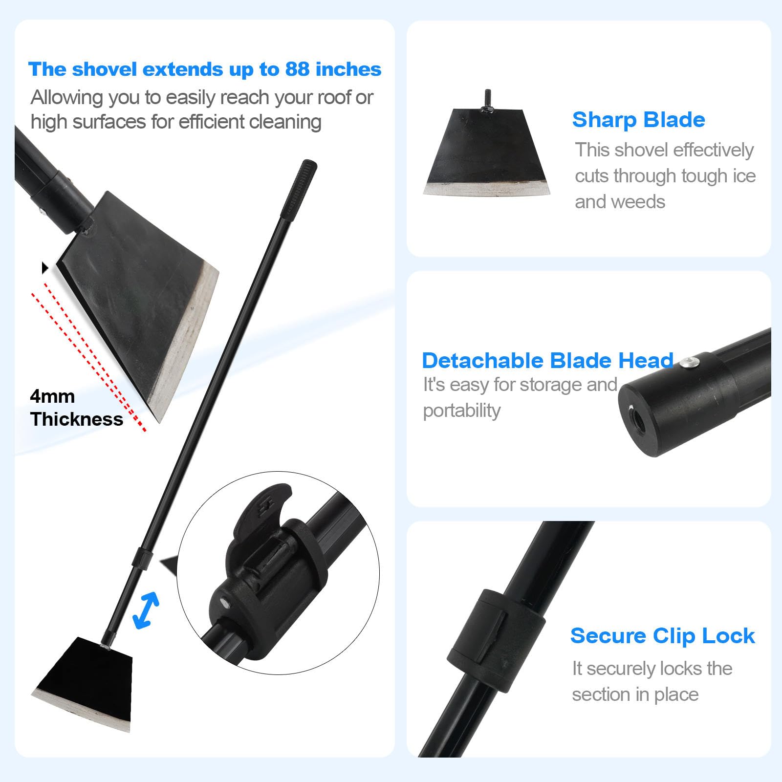 Smarkey ice-breaking capability for quick removal of thick ice patches.