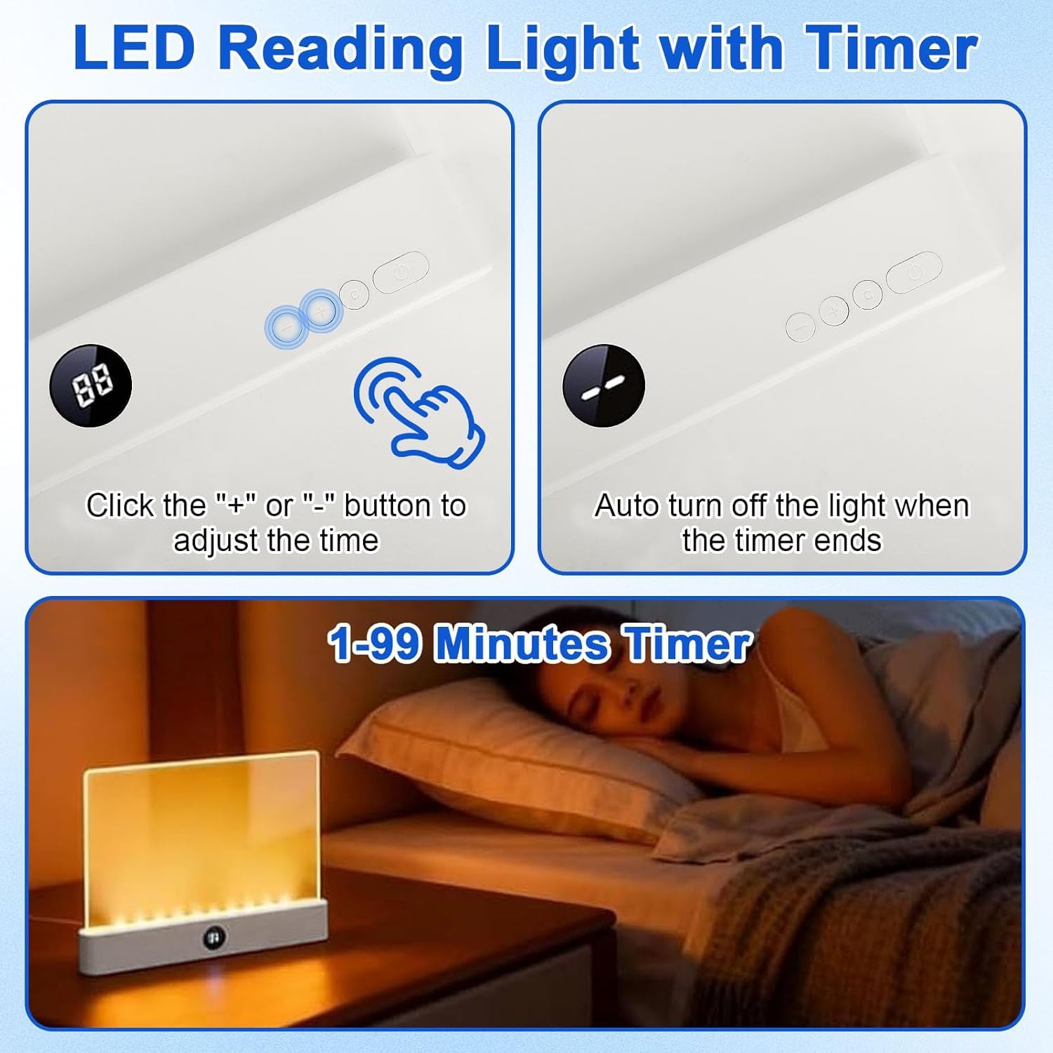 Smart Led Reading Light includes a digital timer to schedule reading