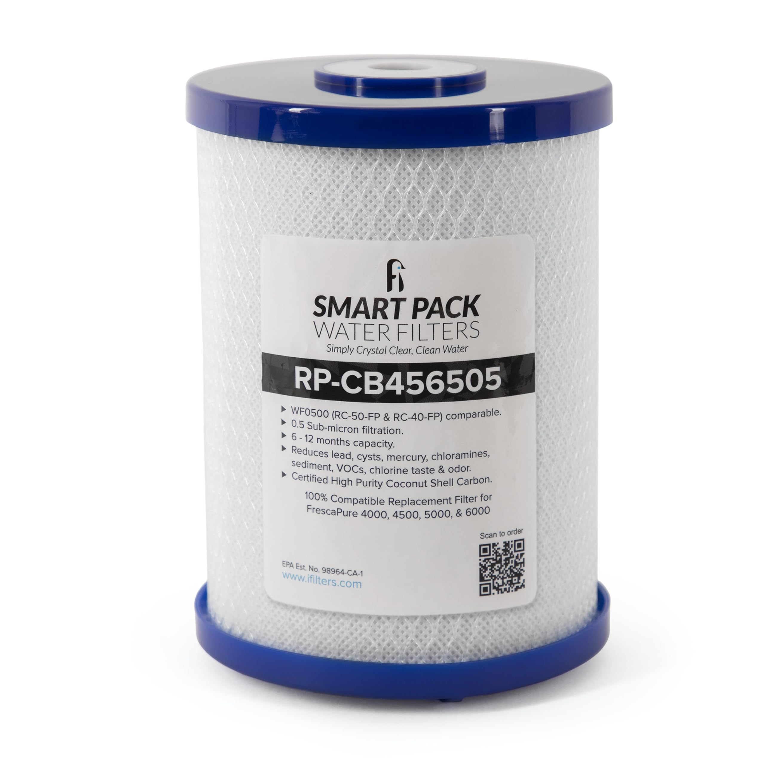 Smart Pack Water Filters coconut-shell carbon filter improves taste and reduces odors.