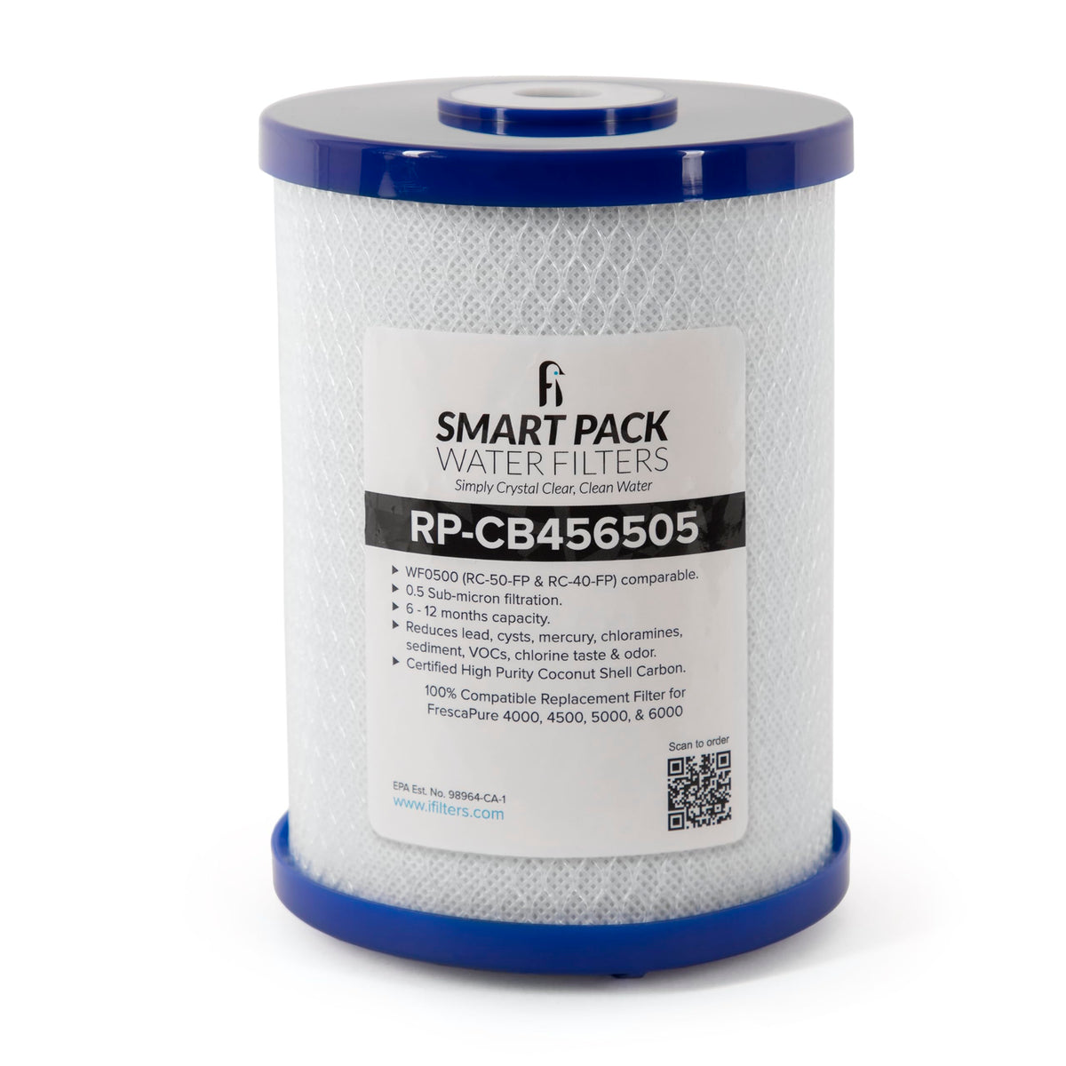 Smart Pack Water Filters coconut-shell carbon filter improves taste and reduces odors.