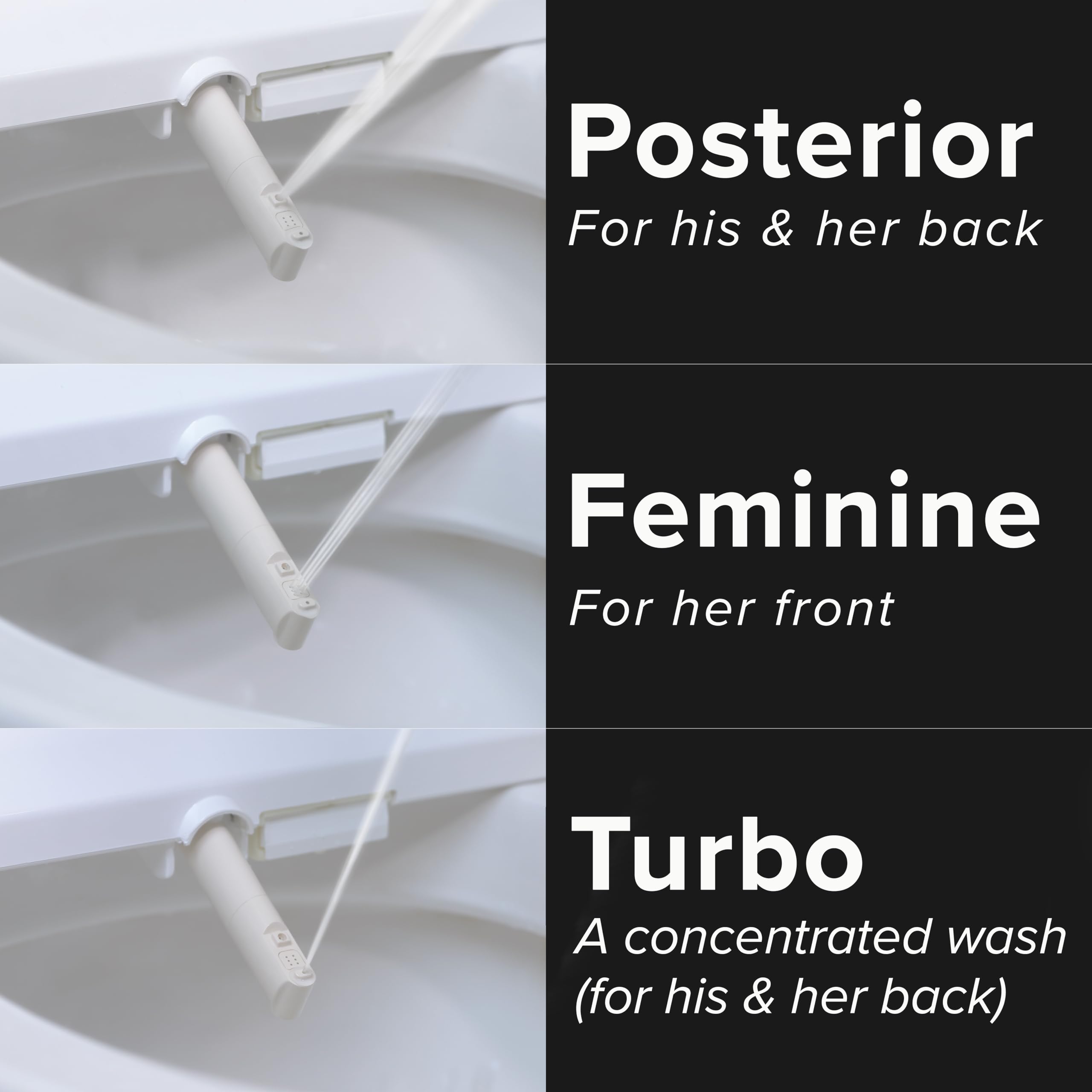 SmartBidet SB-1000WR nozzle positions offer targeted cleaning.