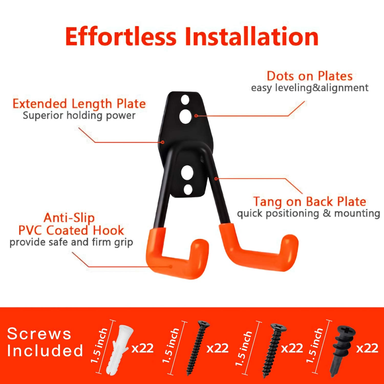 SMARTOLOGY extension cord straps attached to hooks keep cords tidy.