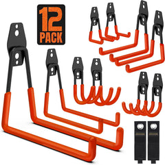 SMARTOLOGY garage hooks 12-pack on wall organizing tools.