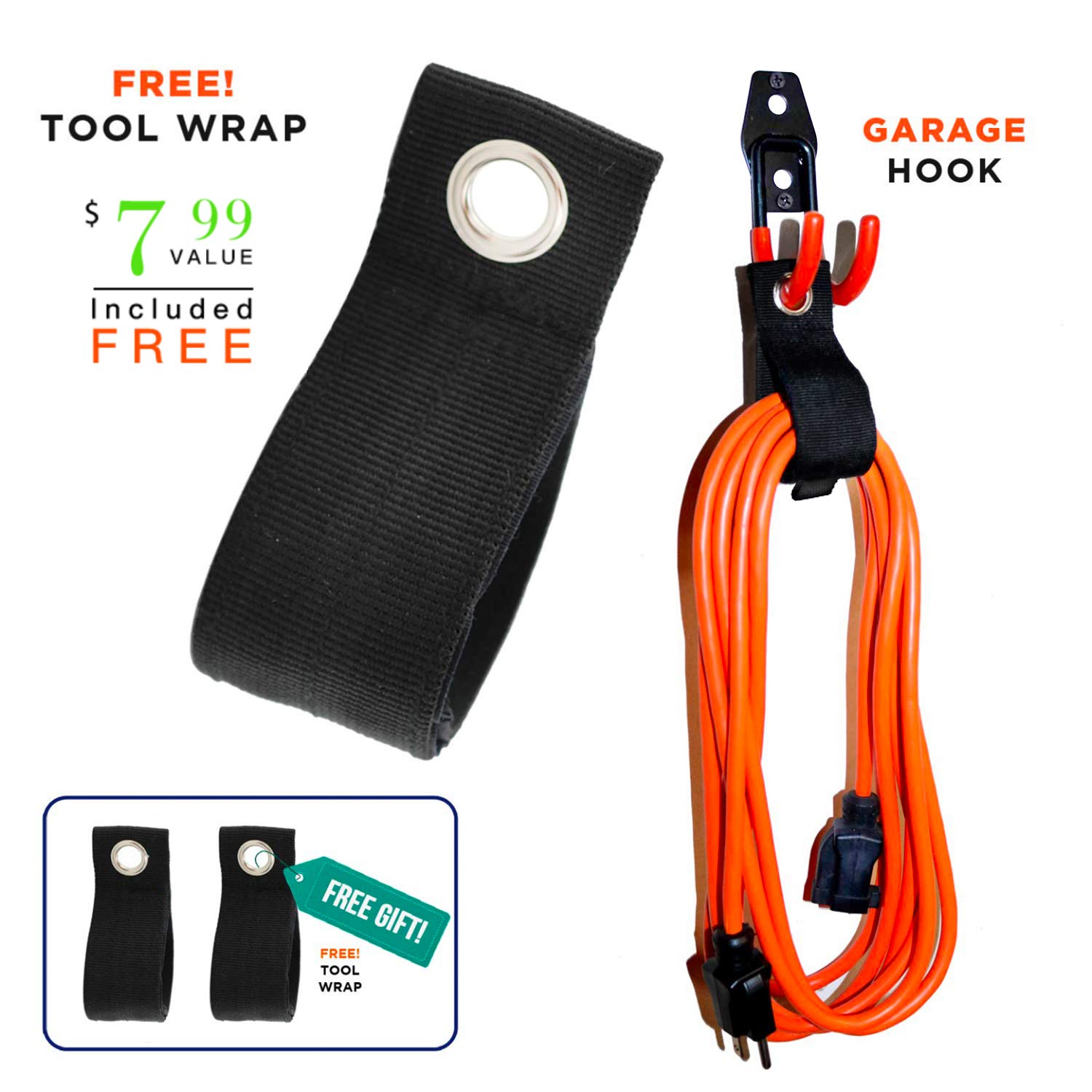 SMARTOLOGY heavy-duty wall hooks supporting power tools securely.