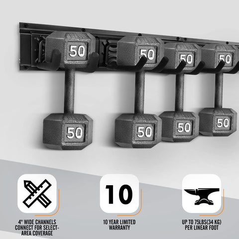SMARTOLOGY ladder storage on wall demonstrates space-saving organization.