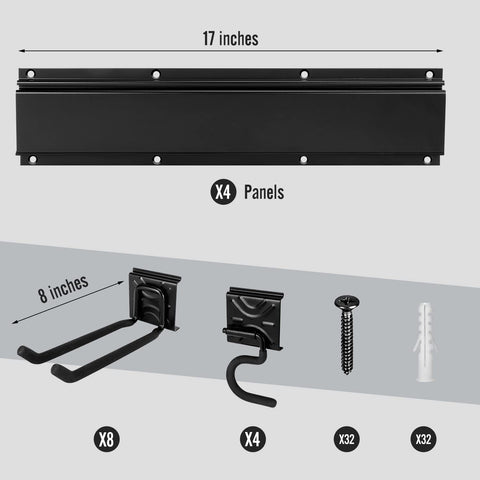 SMARTOLOGY multipurpose garage rack in use keeps long-handled items within reach.
