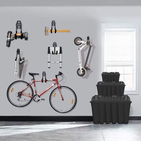 SMARTOLOGY organized tools workspace with hooks and baskets for easy access.