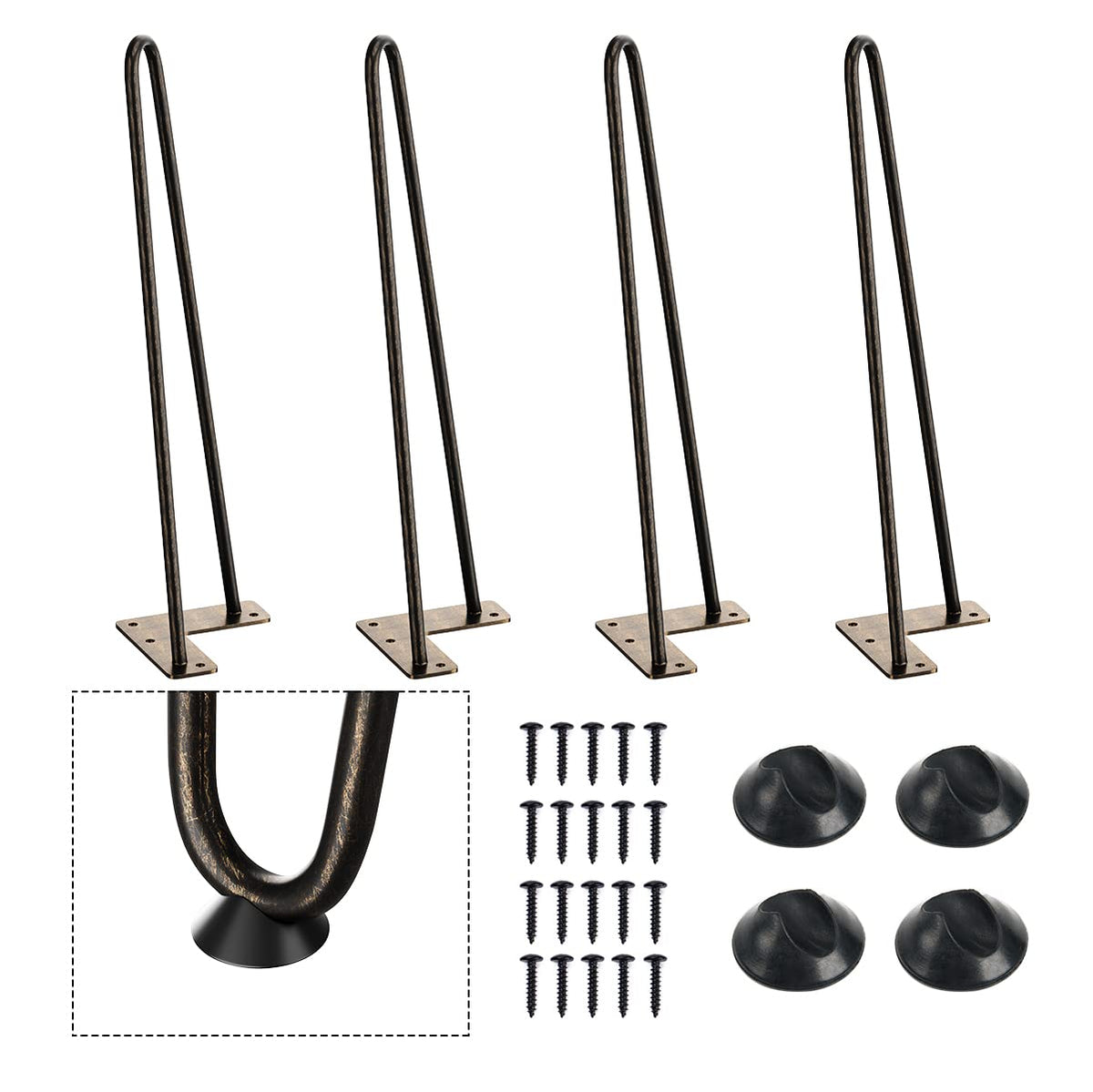 SMARTSTANDARD 16-inch hairpin legs in bronze finish for TV stands and cabinets