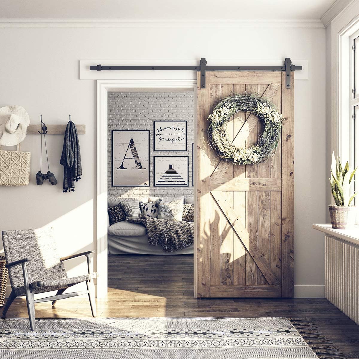 SMARTSTANDARD J-shape hanger assembly facilitating stable door mounting