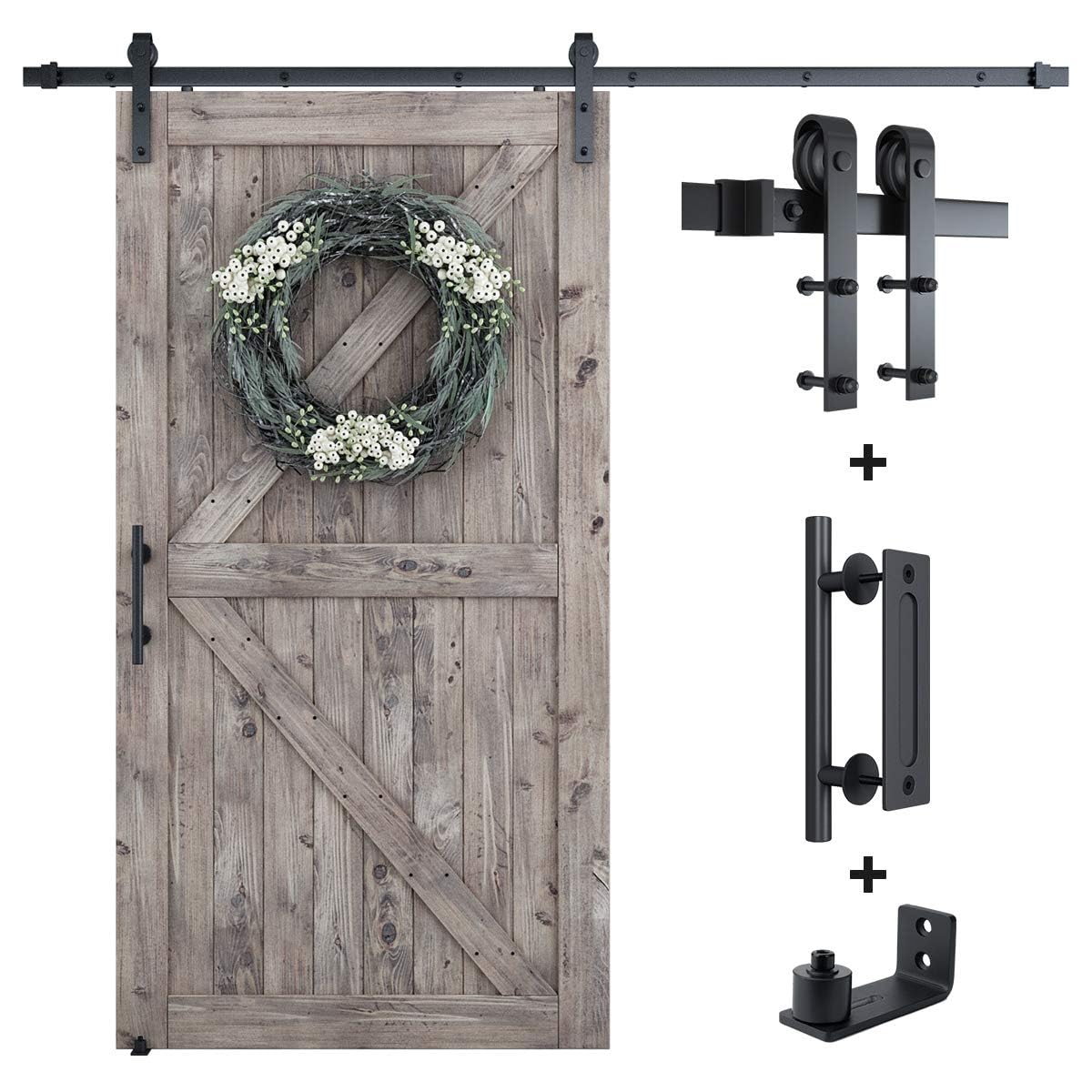 SMARTSTANDARD barn-door-track-package showing the full kit for smooth operation.