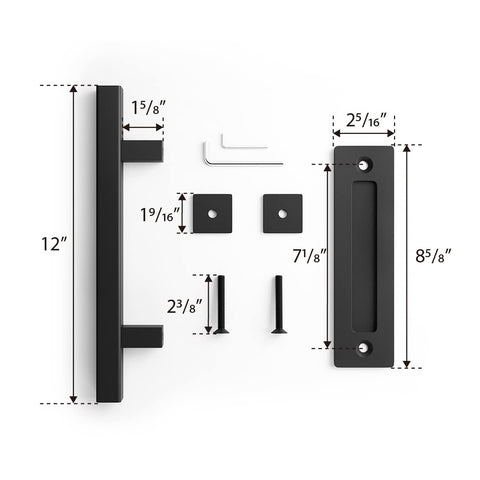 SMARTSTANDARD barn door hardware kit fits wood, metal, or glass doors.