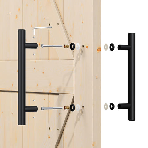 SMARTSTANDARD double-sided barn door handle in black, easy access from both sides.