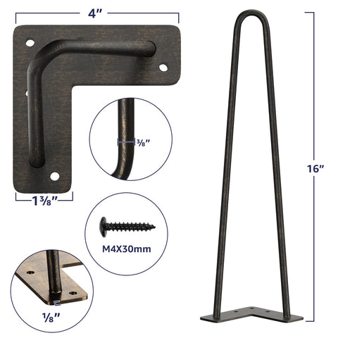 SMARTSTANDARD heavy-duty steel hairpin legs with bronze finish provide rugged support