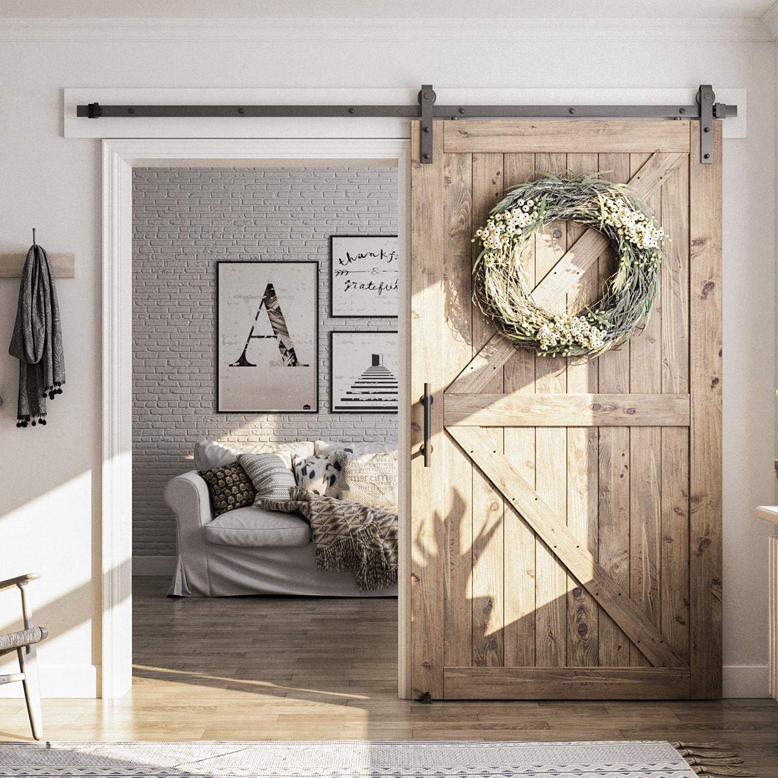 SMARTSTANDARD J-shape hanger securing the door top for stable motion.