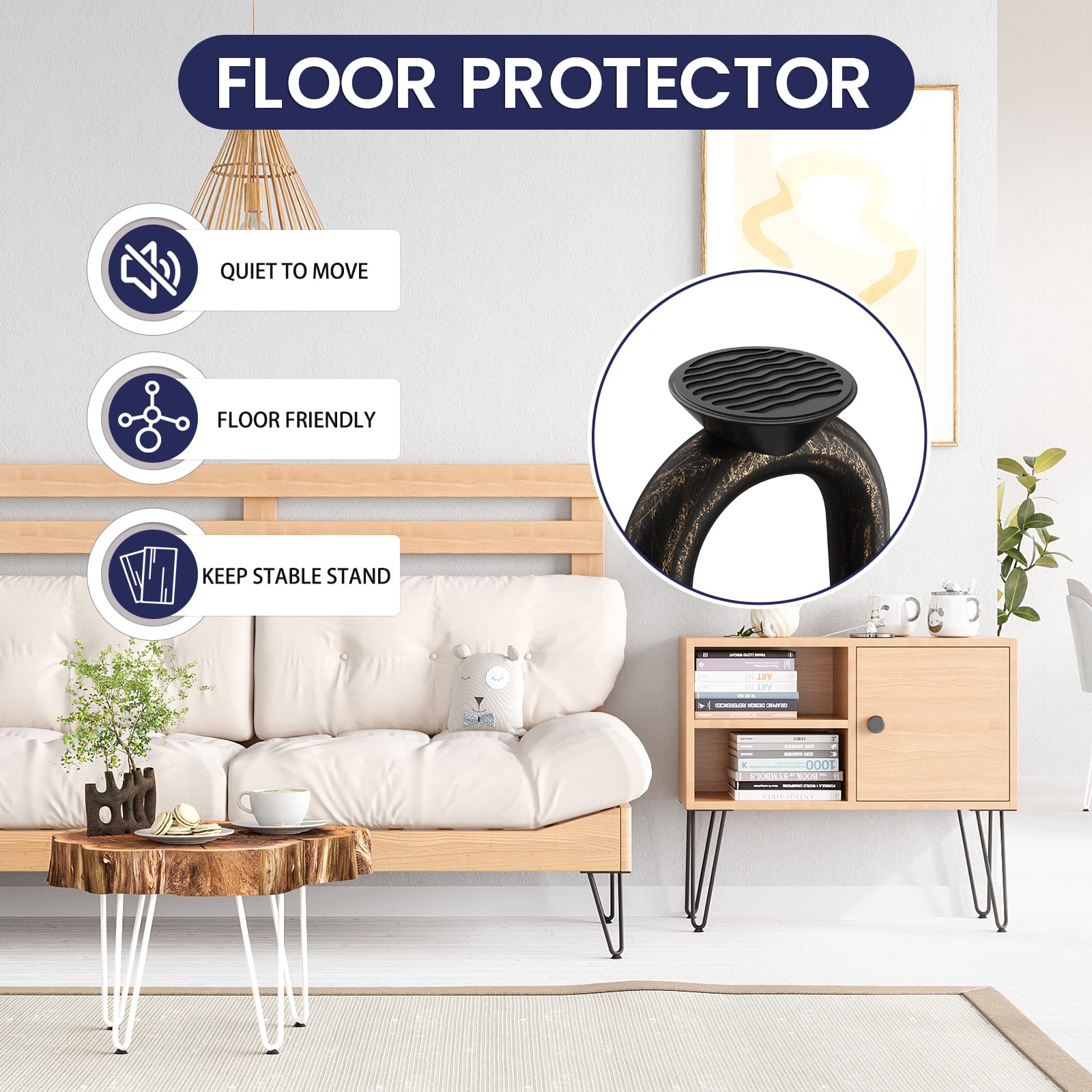 SMARTSTANDARD rubber floor protectors prevent scratches and wobble on hardwood