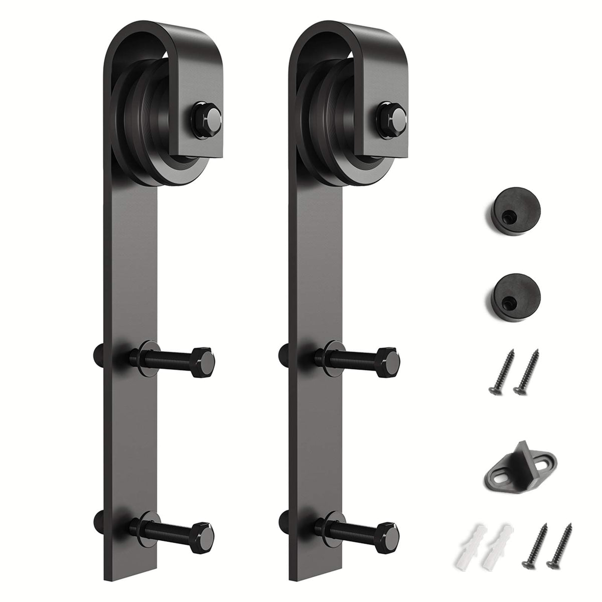 SMARTSTANDARD black J-shape sliding barn door hanger for durable movement