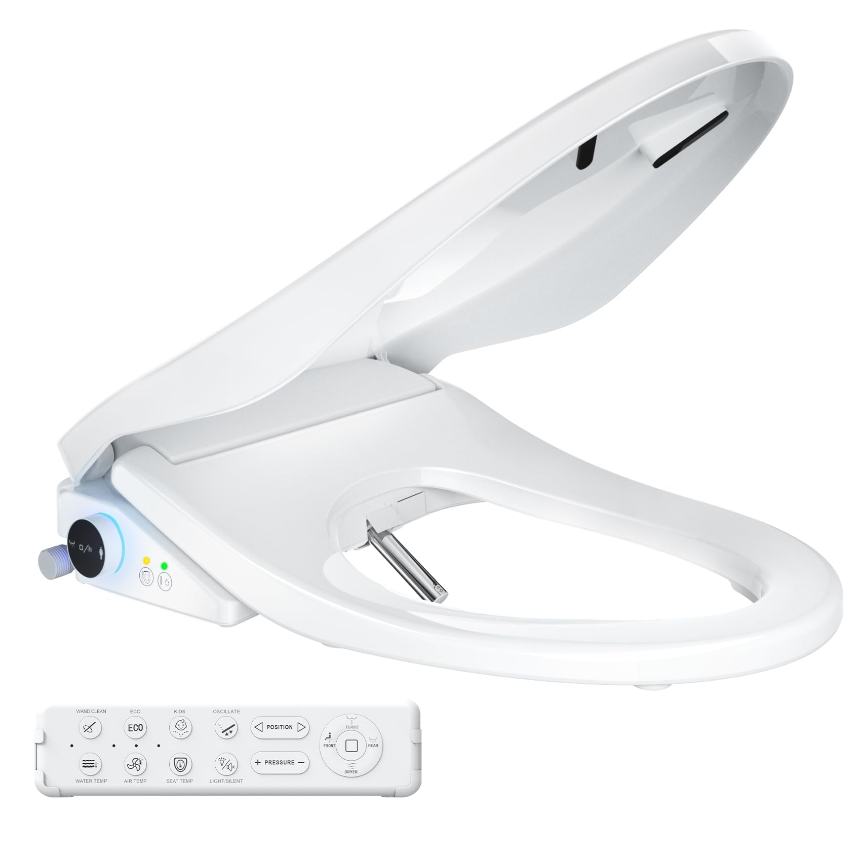 SmartWhale electric bidet seat heated for instant warm comfort.