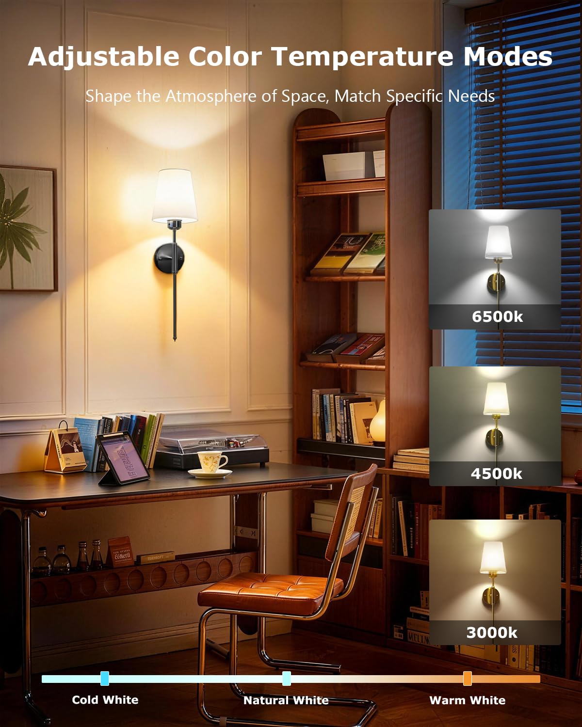 SMARYONG wall sconce with remote control for easy brightness adjustments.