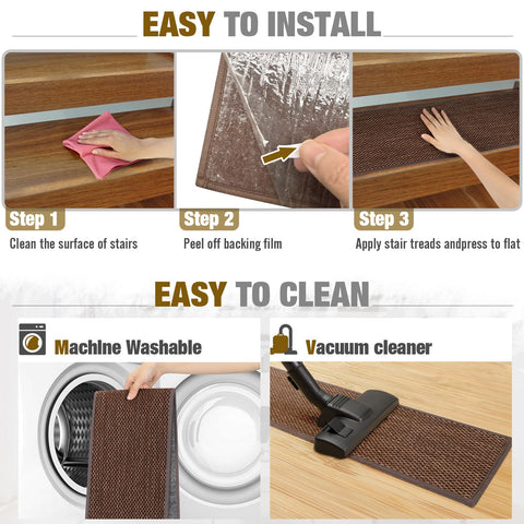 SMILOOL stair treads soft fiber material for comfortable footing.