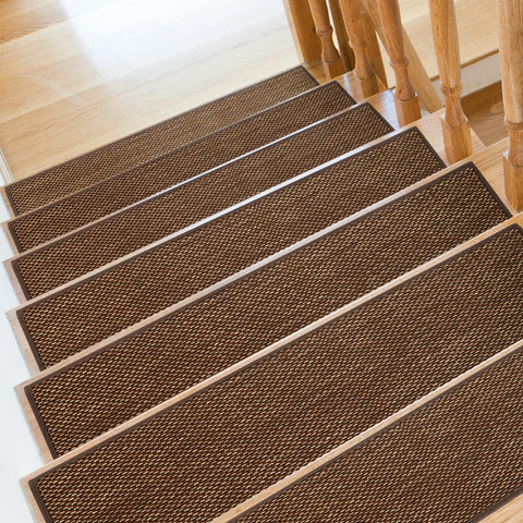 SMILOOL stair tread non-slip on wooden steps improves safety and grip.