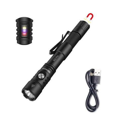 Smingxi S22Pro tactical penlight with tail magnet for hands-free car repairs.