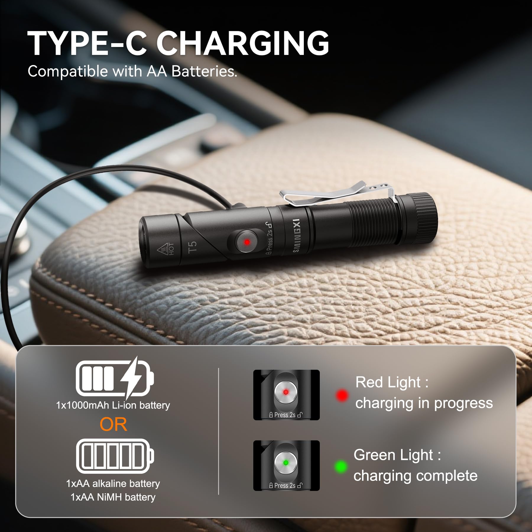 Magnetic base keeps SMINGXI T5 steady on metal surfaces.