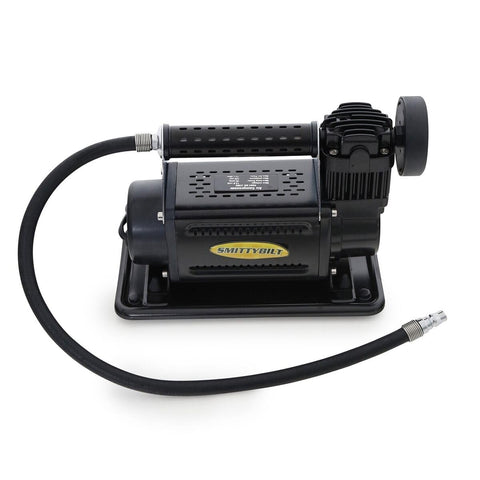 Coil hose connected for easy reach and rapid tire setup.