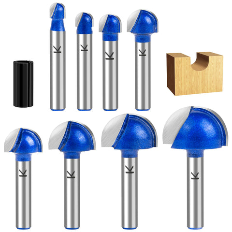 SMJXTOP round-nose router bit with 1/4 in shank for precise edge beading.