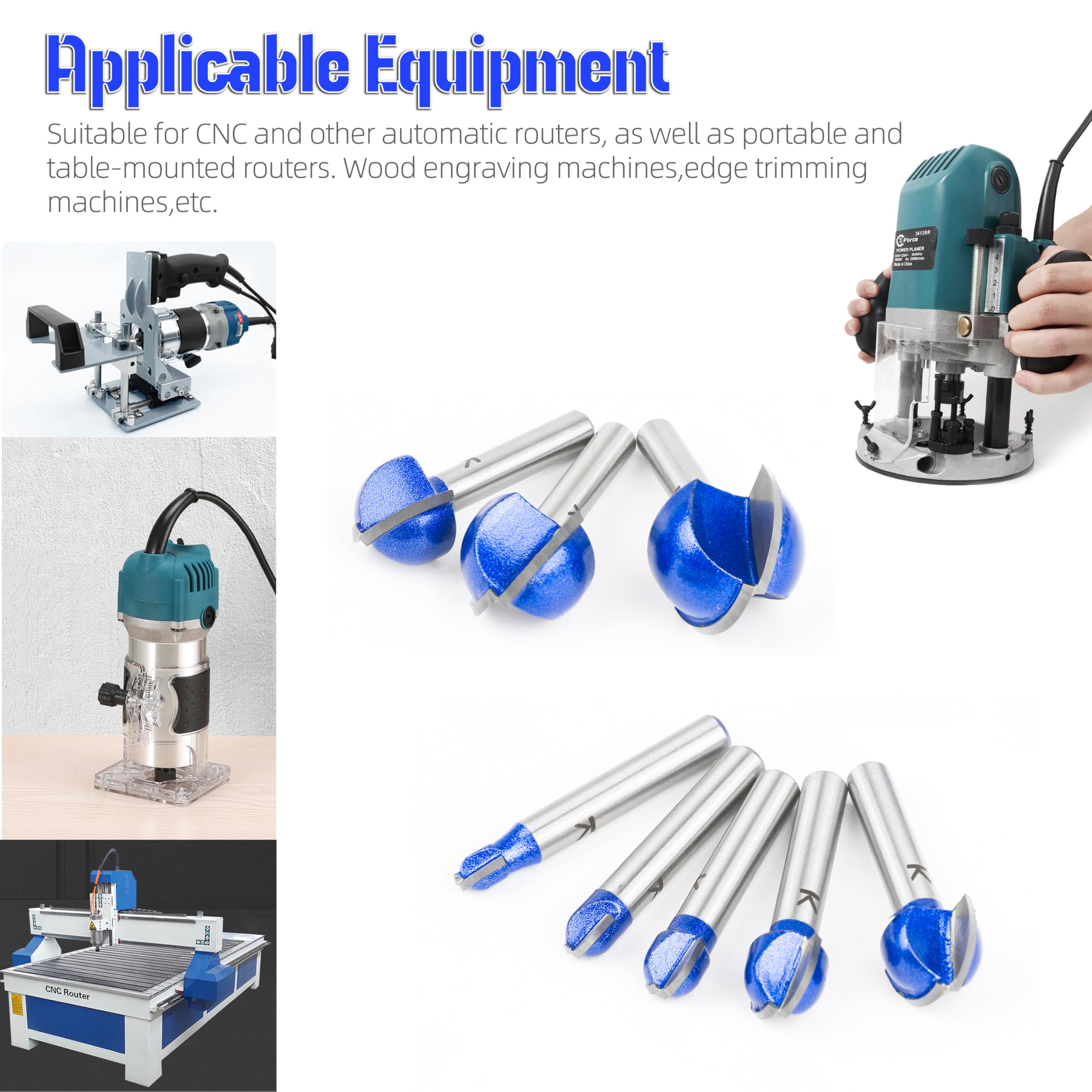 SMJXTOP round-nose router bit with 1/4 in shank for large-scale ornamentation.