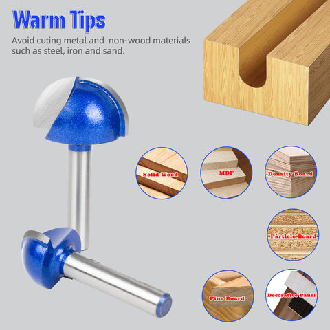 SMJXTOP round-nose router bit with 1/4 in shank for bold carving-ready curves.