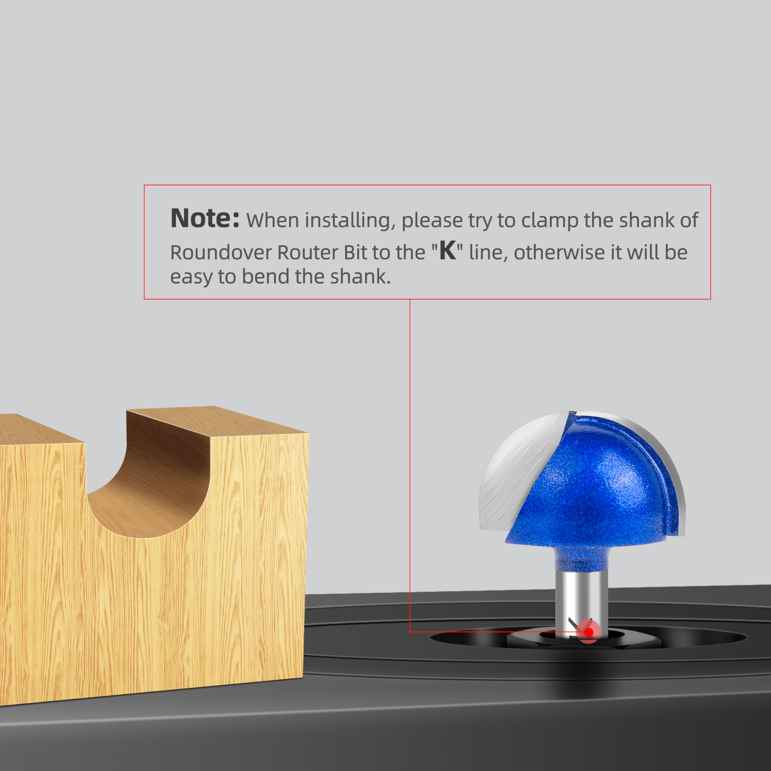 SMJXTOP round-nose router bit with 1/4 in shank for wider decorative profiles.