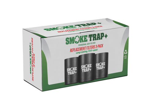 Smoke Trap ECO replacement filter triple pack front view highlights zero plastic waste and savings