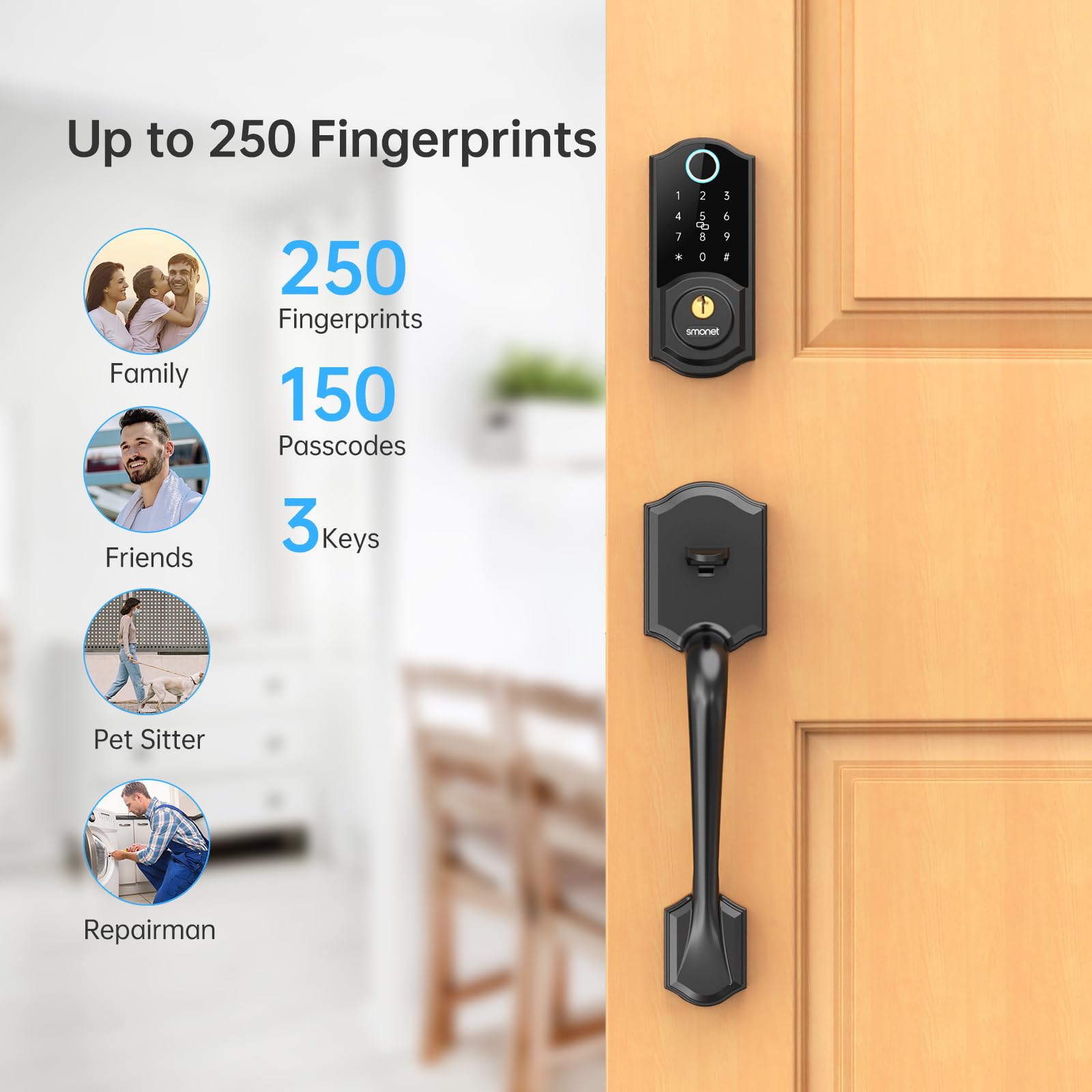 SMONET anti-peep keypad entry demonstrates discreet code input.