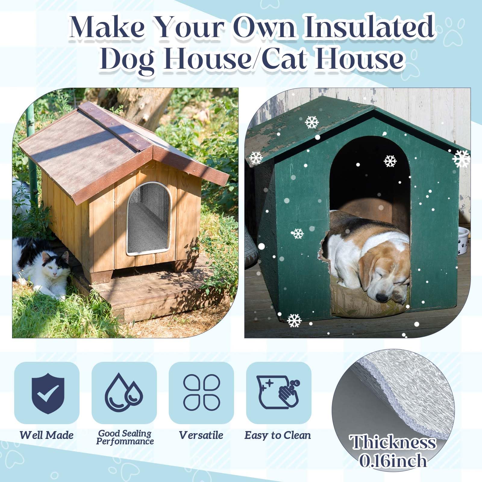 SmoothNovelty dog house coverage demonstrates a DIY insulation solution.