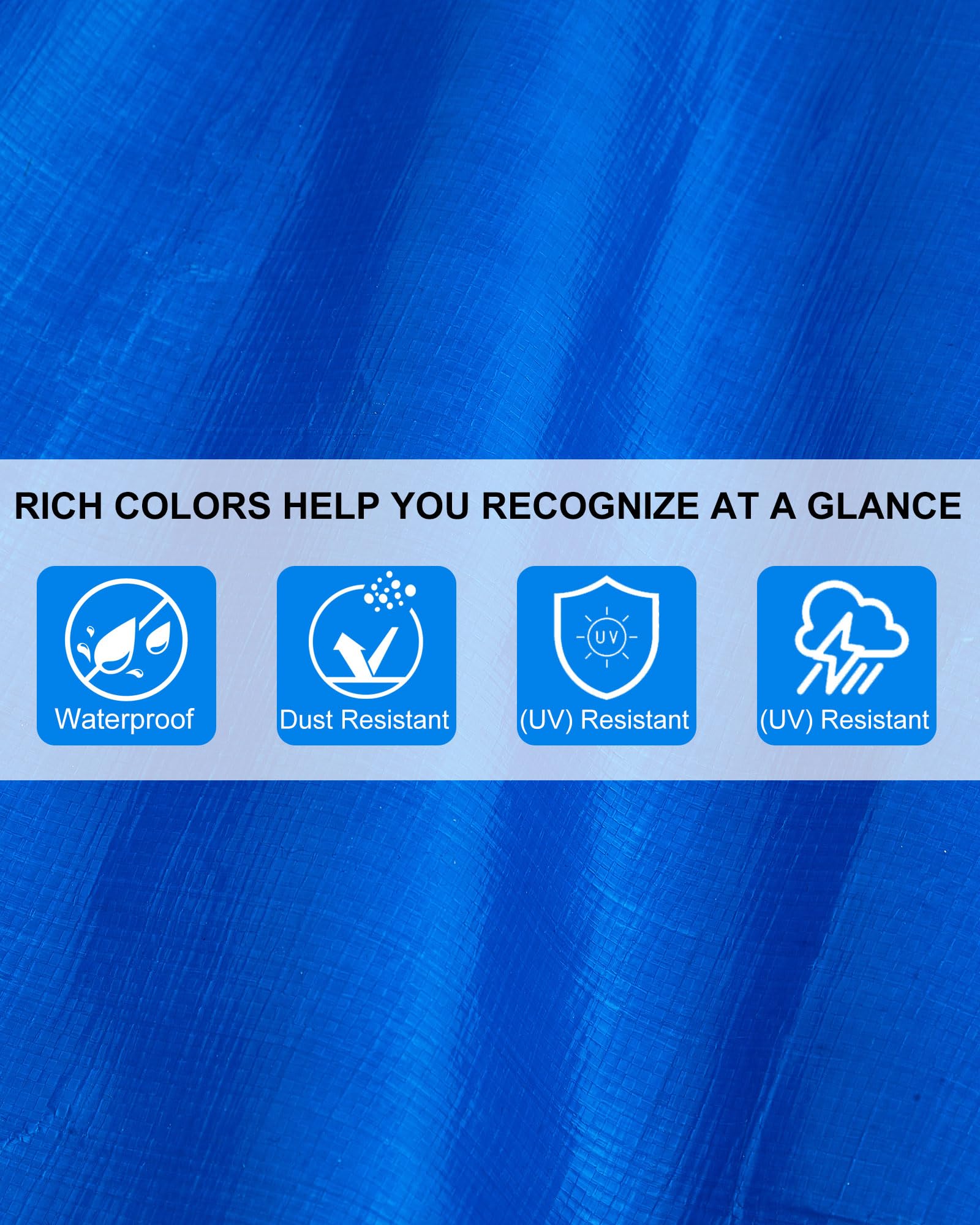 SmoothNovelty large blue tarp guarding vehicles from wind, rain and dirt