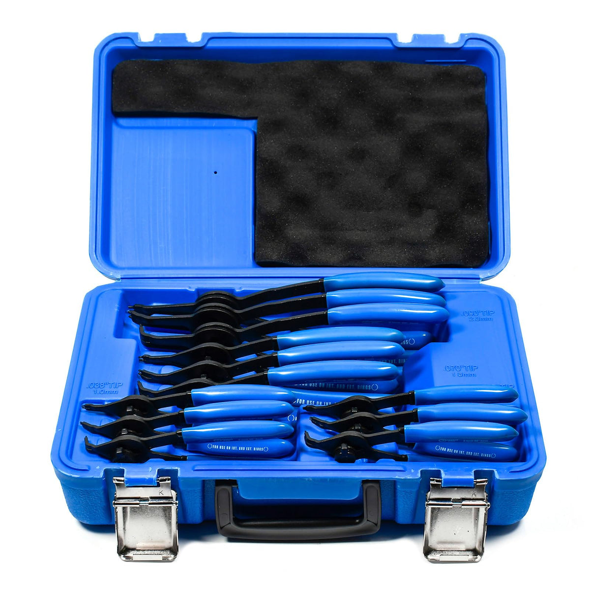 SMOTIVEPRO snap-ring pliers in a compact case with four sizes for quick setups.