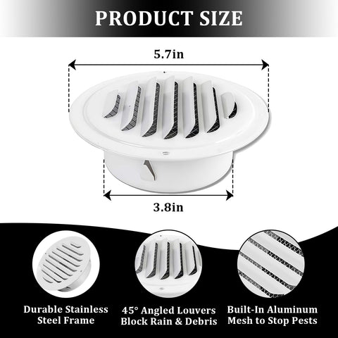 Stainless steel frame with rust-proof white finish for SMRTCOL vent