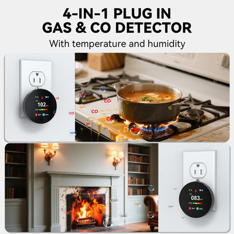 SMSRECEIVE 4-in-1 detector ambient temperature and humidity readings for monitoring.