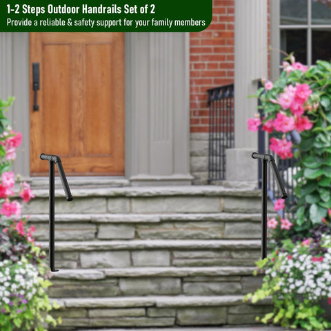 Smusei outdoor stair rail set of 2 for easy two-step access