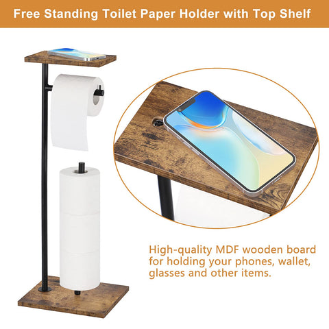 smusei toilet paper holder stand with non-slip mats stays stable on wet floors