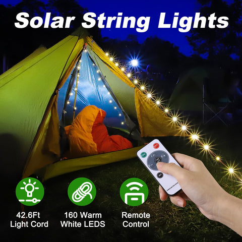 SMY Lighting 42.6ft string with 160 warm white LEDs ideal for tents and patios