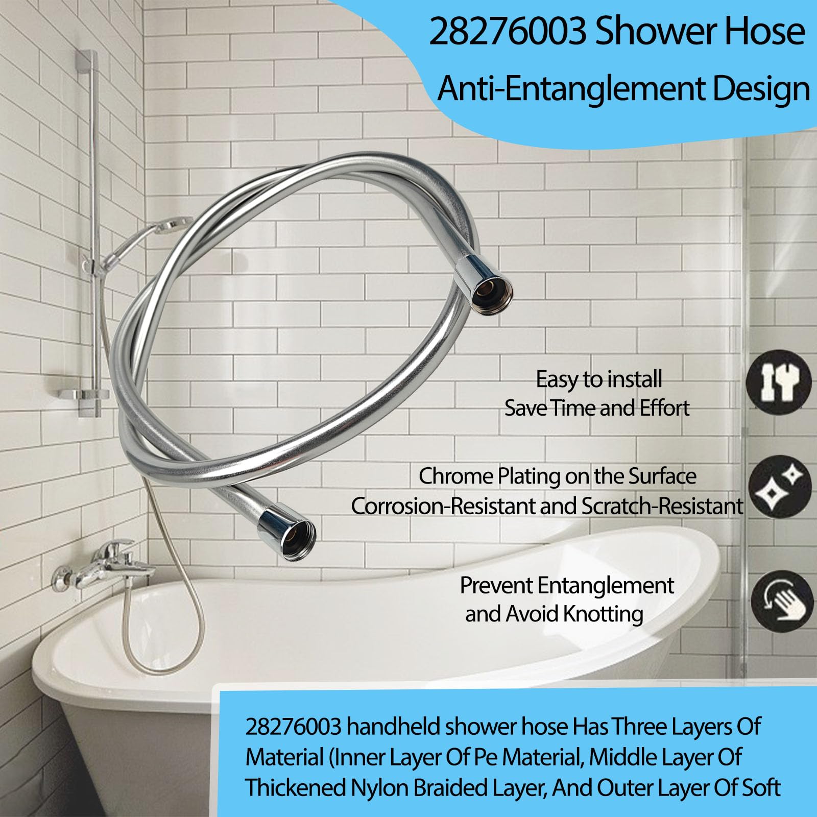 SMZTools Hansgrohe hose three-layer construction for durability.