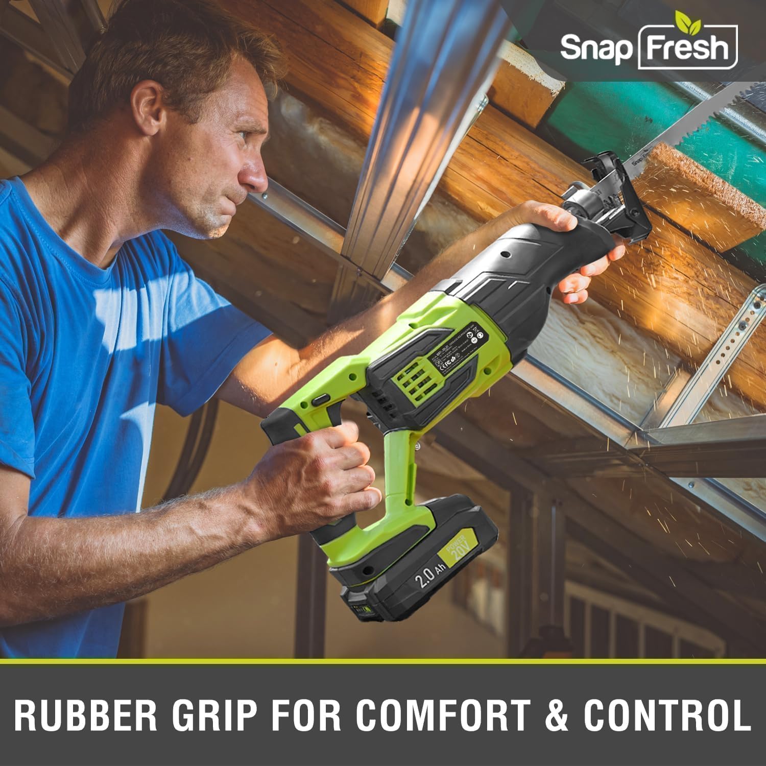 Includes 2.0Ah battery for SnapFresh 20V reciprocating saw