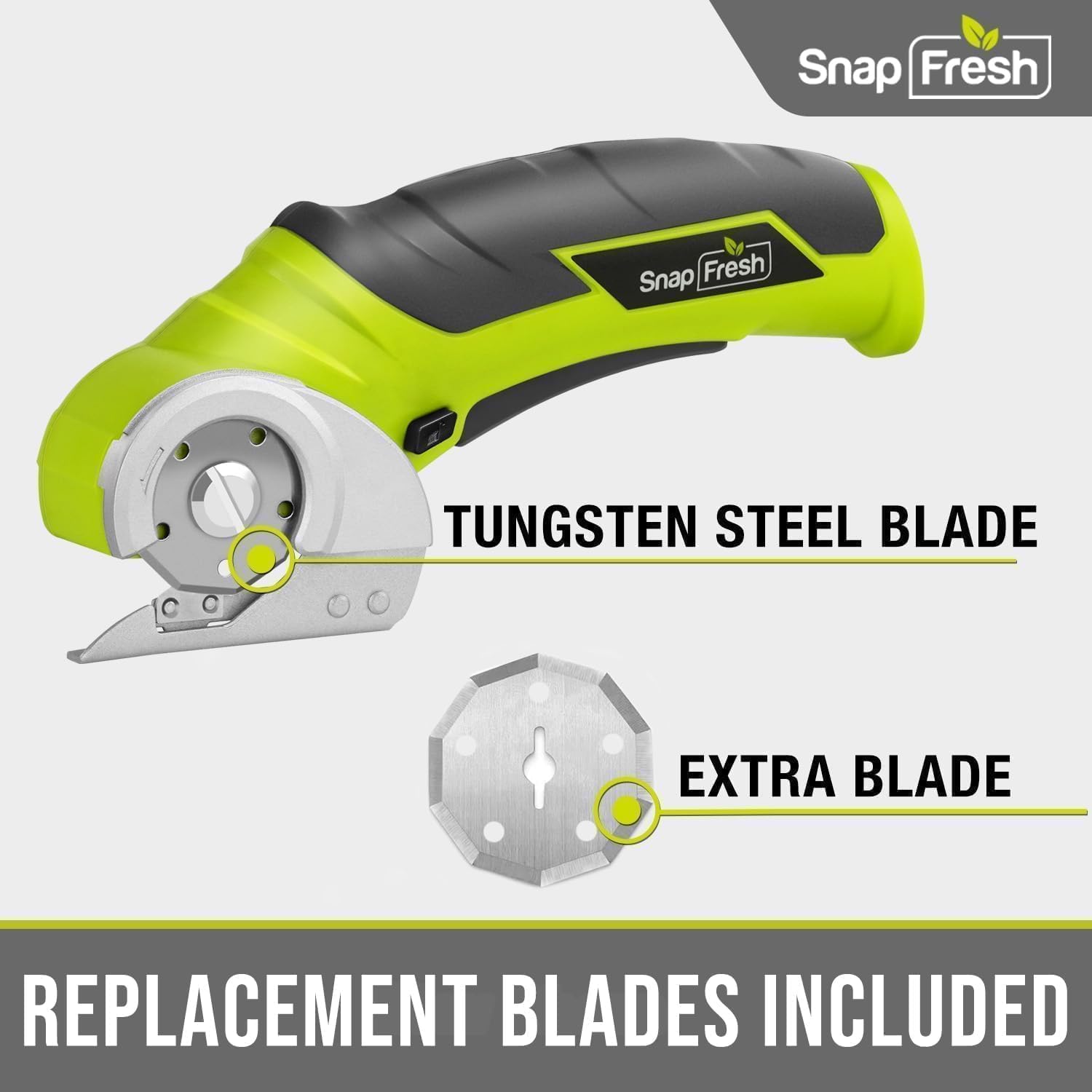 SnapFresh rotary cutter in use for smooth, precise cuts on cardboard and leather.