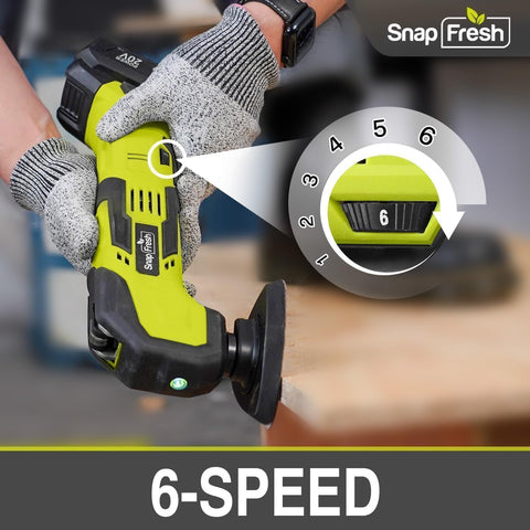 SnapFresh oscillating tool 6-speed control wheel enables customization across materials.